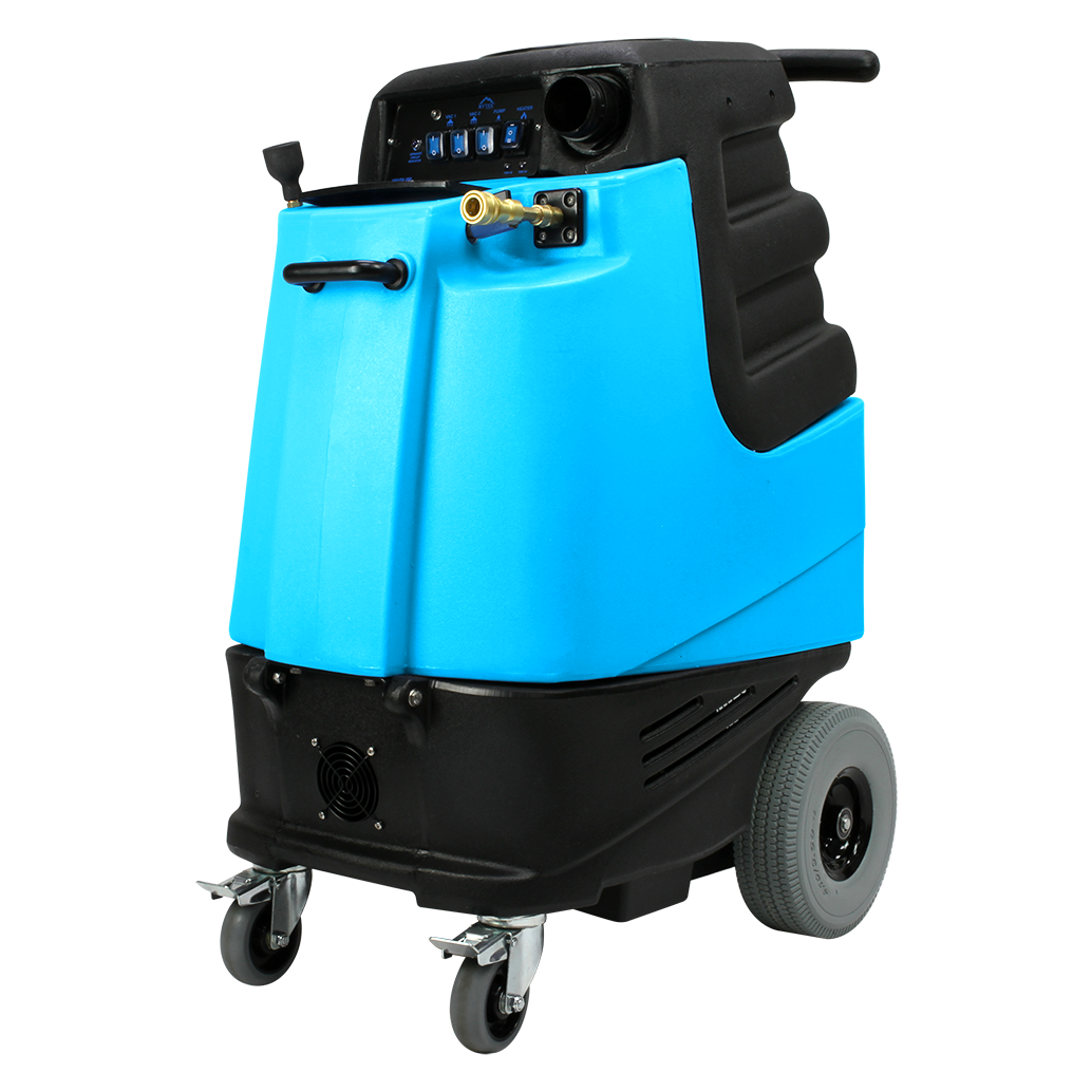 Mytee 1001DX-200 Speedster Deluxe Heated Carpet Extractor, front three-quarter view from the left