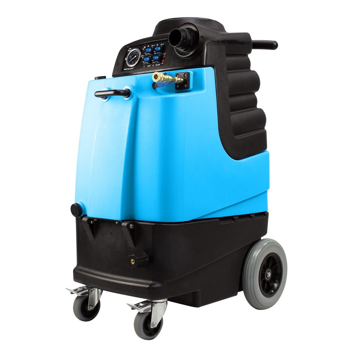 Mytee 1003DX Speedster Deluxe Heated Carpet Extractor, front three-quarter view from the left