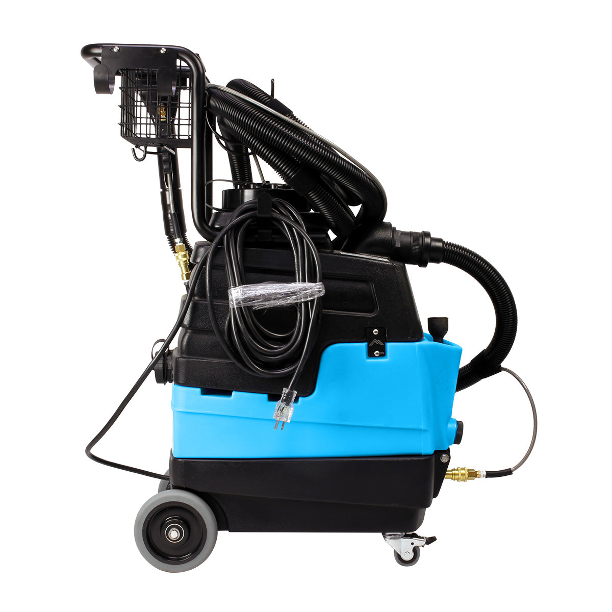 Mytee 8070 Lite Heated Detailing Extractor, right side profile with hose and tools attached