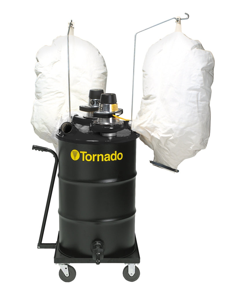 Tornado Jumbo Dual Electric External Filter Vacuum - 55 Gallon Drum, 340 CFM
