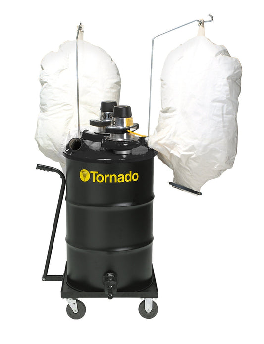 Tornado Jumbo Dual Electric External Filter Vacuum - 55 Gallon Drum, 340 CFM