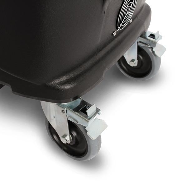 Mytee HP120 Grand Prix Heated Detail Extractor, close-up of the locking caster