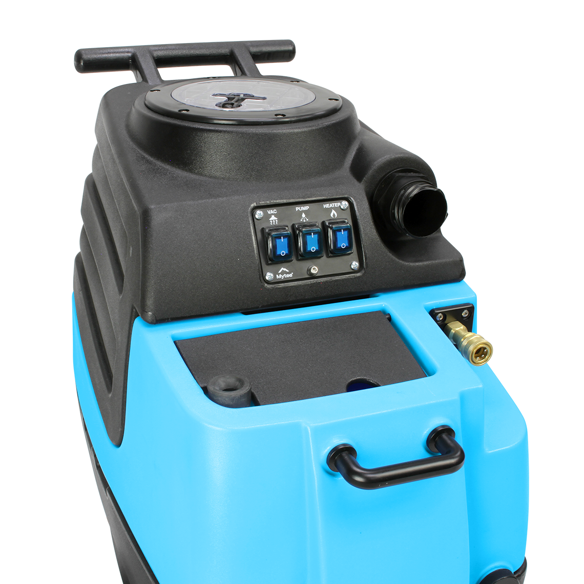 Mytee HP90 Stingray Heated Detail Extractor, close-up of the solution tank lid